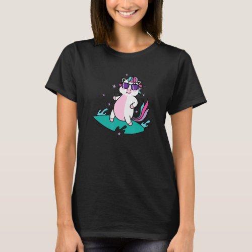 cool Unicorn Surfing Mythical Creature Sport T_Shirt