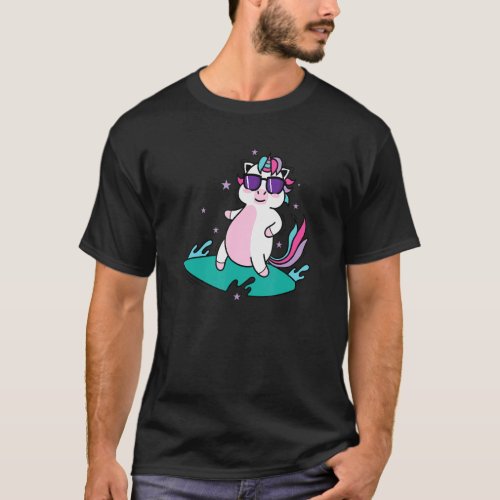 cool Unicorn Surfing Mythical Creature Sport T_Shirt