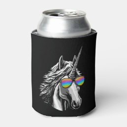 Cool unicorn with rainbow sunglass can cooler