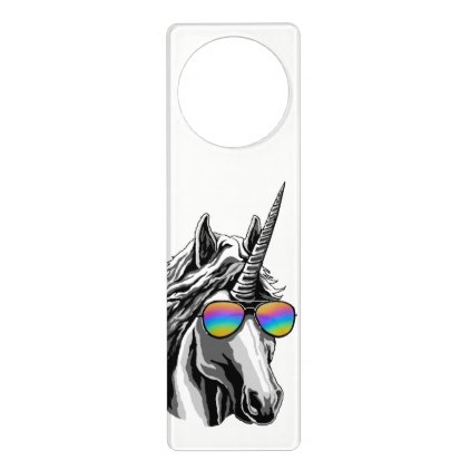 Cool unicorn with rainbow sunglass door hanger