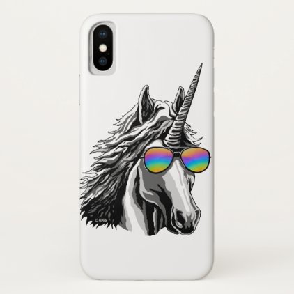 Cool unicorn with rainbow sunglass iPhone x case