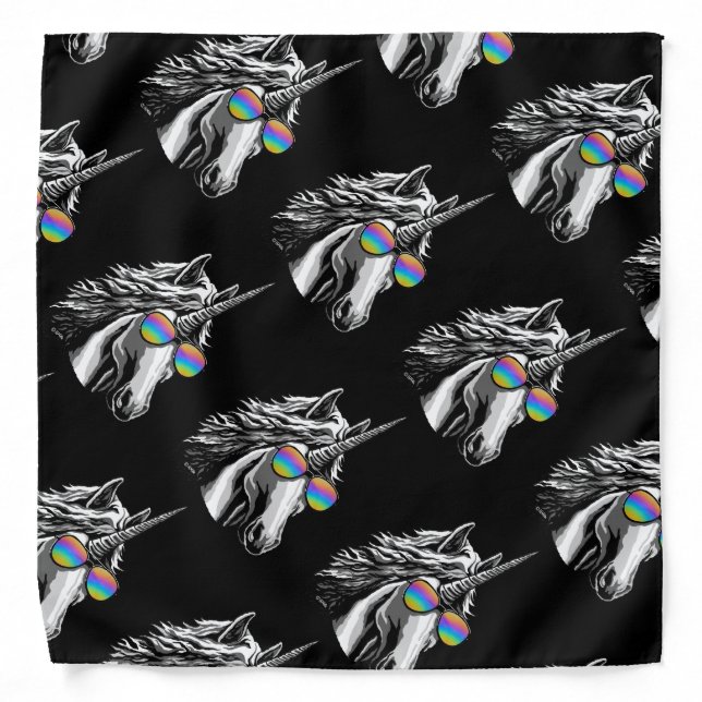 Cool unicorn with rainbow sunglasses bandana (Front)