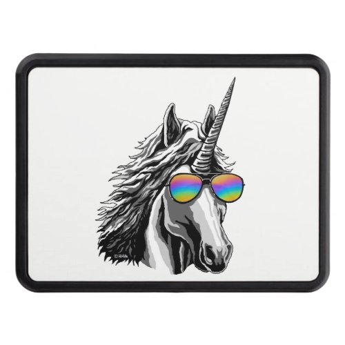 Cool unicorn with rainbow sunglasses hitch cover