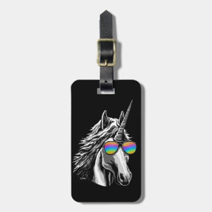 Cool unicorn with rainbow sunglasses luggage tag