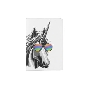 Cool unicorn with rainbow sunglasses passport holder