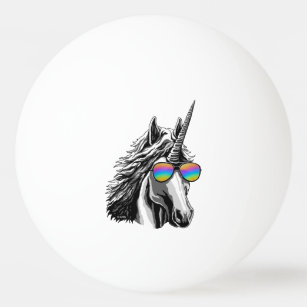 Cool unicorn with rainbow sunglasses ping pong ball