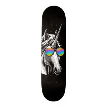 Cool unicorn with rainbow sunglasses skateboard