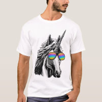 Cool unicorn with rainbow sunglasses T-Shirt