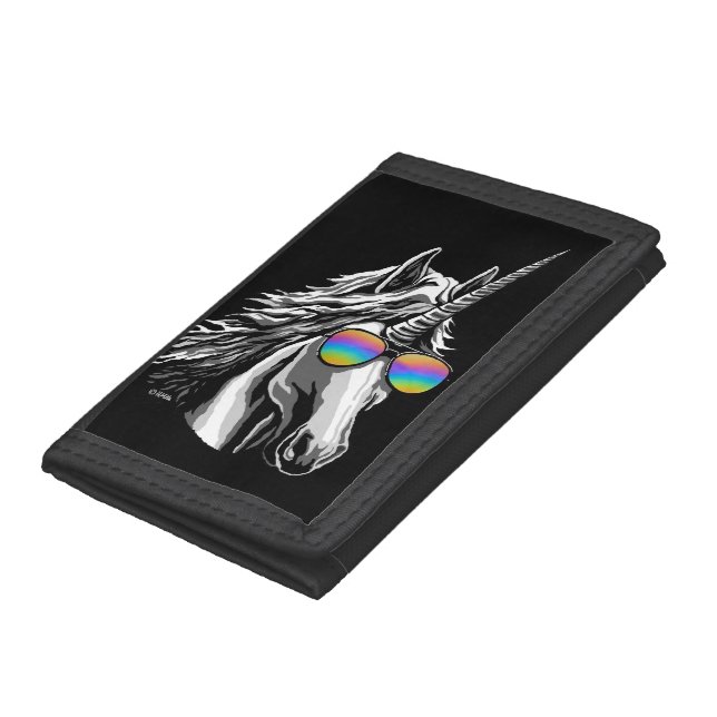 Cool unicorn with rainbow sunglasses trifold wallet (Bottom)