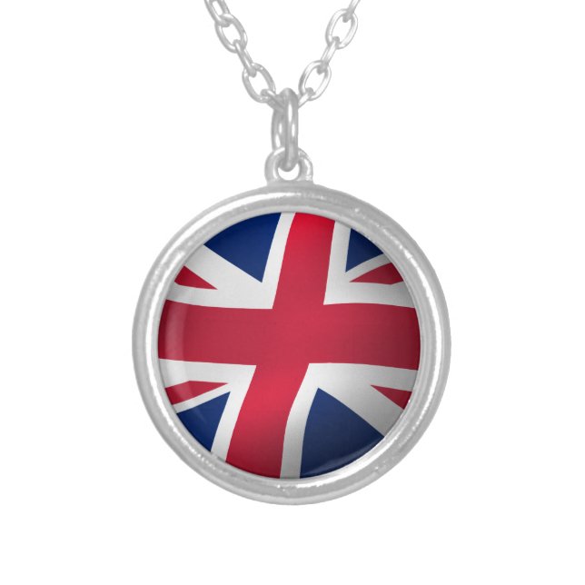COOL UNION JACK FLAG SILVER PLATED NECKLACE (Front)