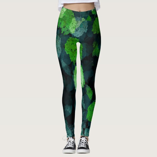 Cool, unique art of floral / flower pattern leggings (Front)