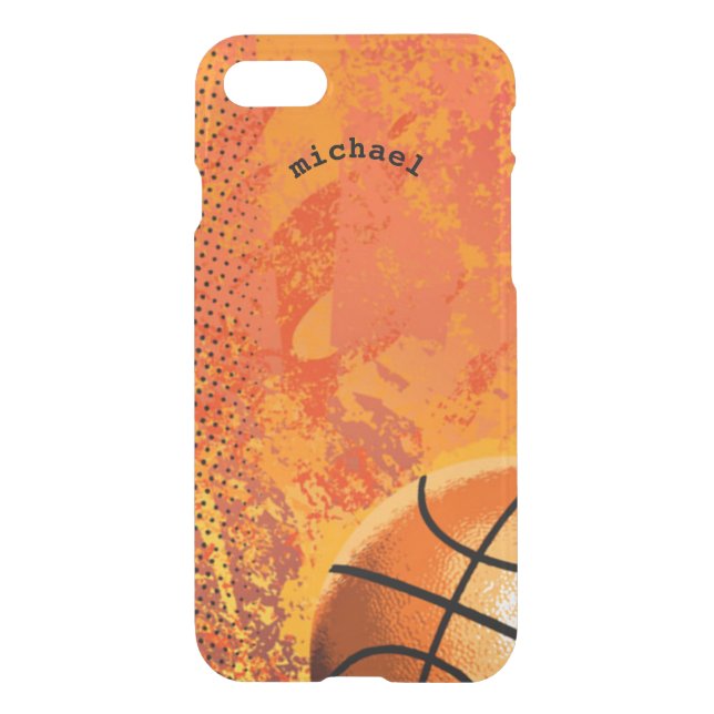 Cool Unique Artsy Orange Basketball Personalized Uncommon iPhone Case (Back)