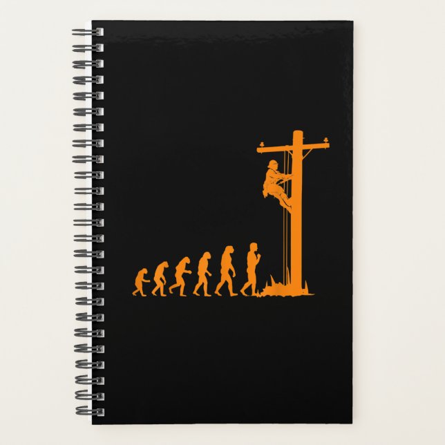 Cool Unique Evolution Of Lineman Electrician  Gift Planner (Front)