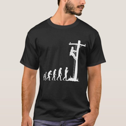 Cool Unique Evolution Of Lineman Electrician Gift T_Shirt