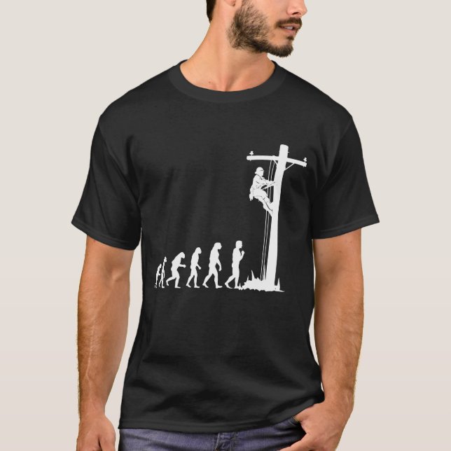 Cool Unique Evolution Of Lineman Electrician Gift T-Shirt (Front)