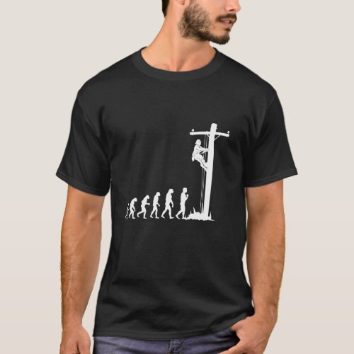 Cool Unique Evolution Of Lineman Electrician  T_Shirt