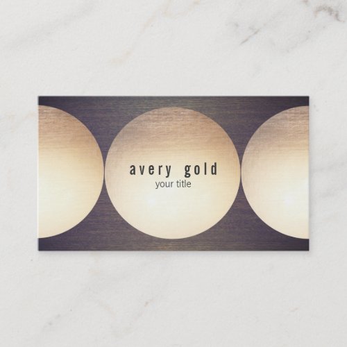 Faux Gold Leaf Circle Wood Modern Business Card