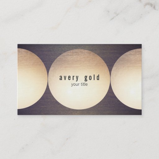 Customizable Faux Gold Leaf Circle Wood Modern Business Card