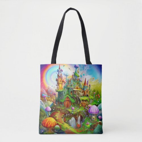 Cool Unique Magical Cute Colorful Fantasy Land  Tote Bag