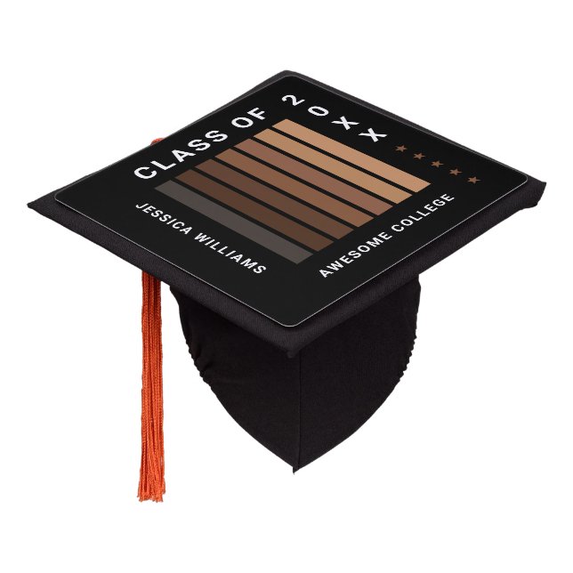 Cool Unique Melanin Class Year College High School Graduation Cap Topper (Angled)
