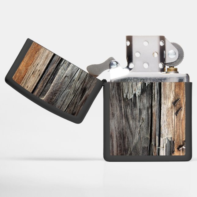Cool Unique Modern Rustic Wood Tree Western Zippo Lighter (Opened)