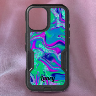 Cool Unique Personalized Teal Groovy  iPhone 16 Case