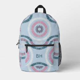 Cool Unique Pink and Blue Monogram Initials Printed Backpack