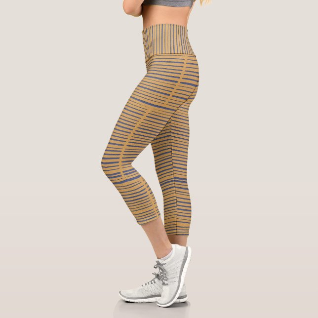 Cool Unique Stripe Abstract Modern  Capri Leggings (Left)