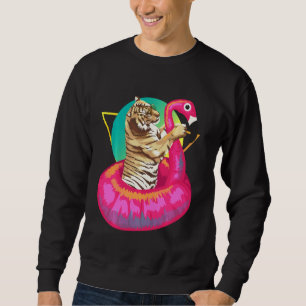 Cool Unique Tiger Chilling In Floating Flamingo Sweatshirt