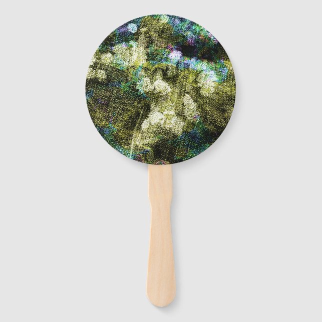 Cool, unique, trendy digital art of flower pattern hand fan (Front)