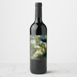 Cool, unique, trendy digital art of flower pattern wine label