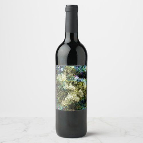 Cool unique trendy digital art of flower pattern wine label