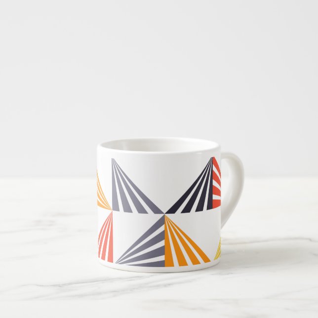 Cool, unique, trendy, urban, colorful triangles espresso cup (Front Right)