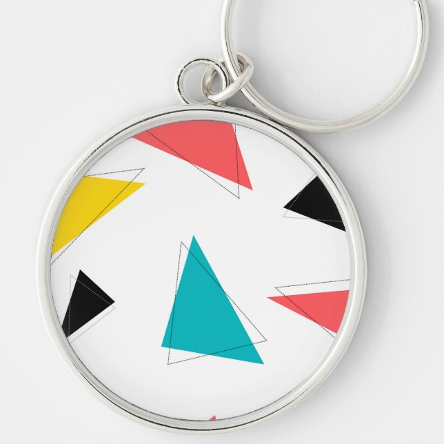 Cool, unique, trendy, urban colorful triangles keychain (Front)