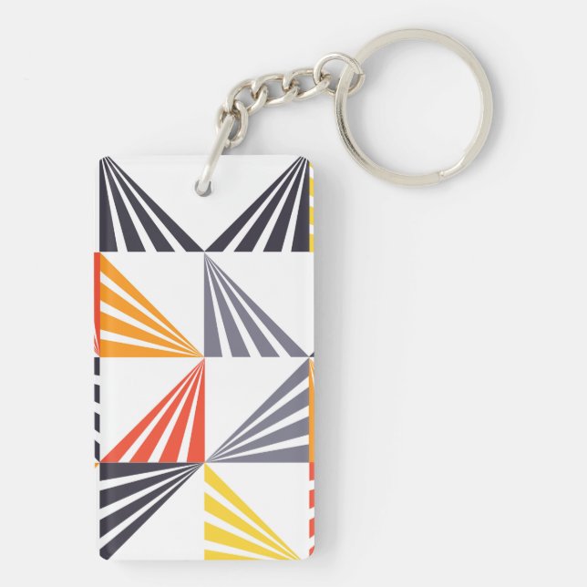 Cool, unique, trendy, urban, colorful triangles keychain (Back)