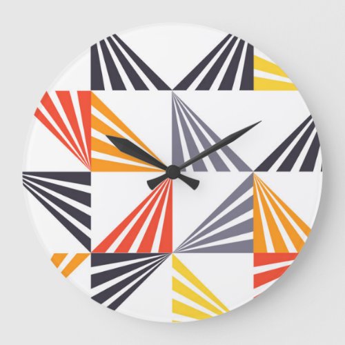 Cool unique trendy urban colorful triangles large clock
