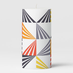 Cool, unique, trendy, urban, colorful triangles pillar candle