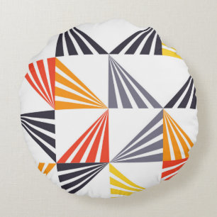 Cool, unique, trendy, urban, colorful triangles round pillow
