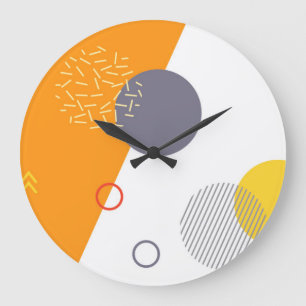 Cool, unique, trendy, urban geometric illustration large clock