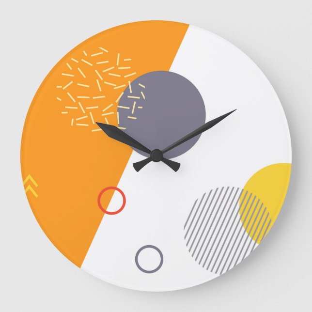 Cool, unique, trendy, urban geometric illustration large clock (Front)