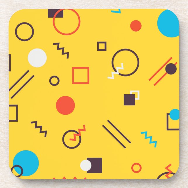 Cool, unique, trendy, urban geometric Memphis Beverage Coaster (Front)