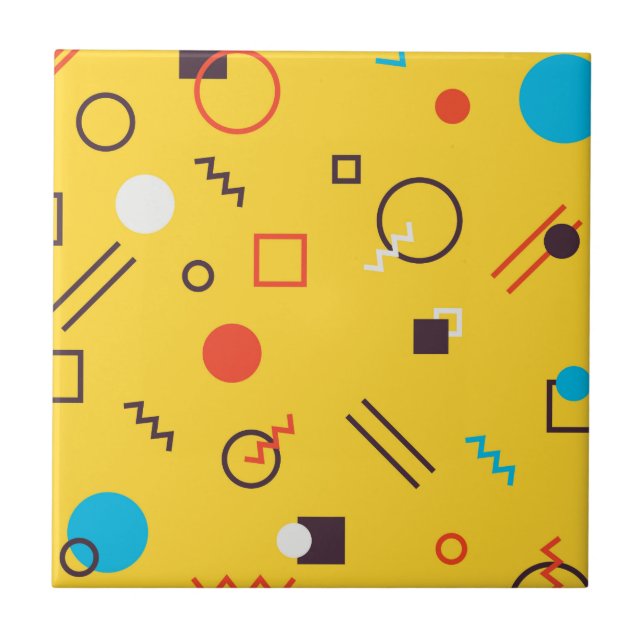 Cool, unique, trendy, urban geometric Memphis Ceramic Tile (Front)