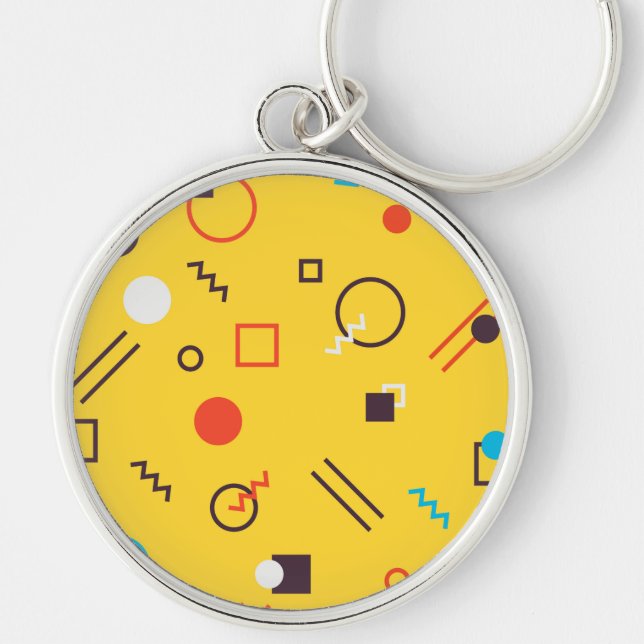 Cool, unique, trendy, urban geometric Memphis Keychain (Front)
