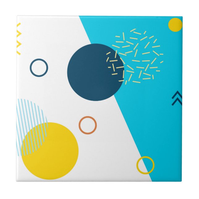 Cool, unique, trendy, urban, Memphis illustration Ceramic Tile (Front)