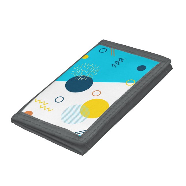 Cool, unique, trendy, urban, Memphis illustration Trifold Wallet (Bottom)