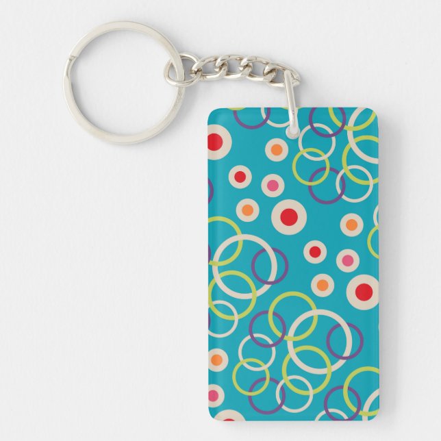 Cool Unique Trippy Underwater Circle Pattern Keychain (Front)