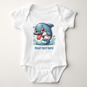 Cool unisex beach add text ocean dolphin baby bodysuit