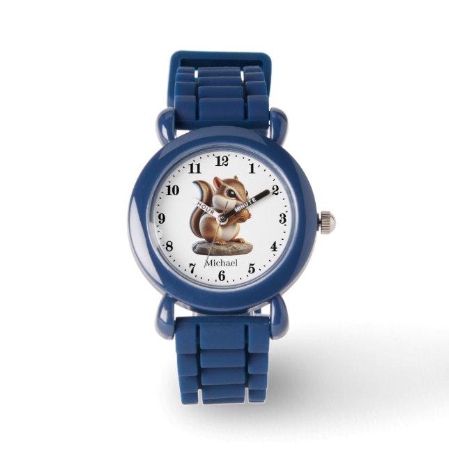 Cool unisex chipmunk add name watch (Front)