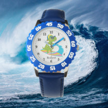 cool unisex kids surfing dinosaur Watch