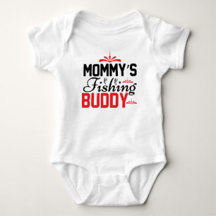 cool unisex Mommy's fishing buddy word art Baby Bodysuit